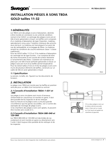 Swegon TBDA Silencer Mode d'emploi | Fixfr
