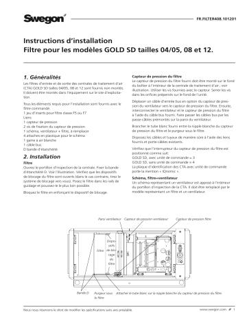 Swegon GOLD SD Filter Mode d'emploi | Fixfr