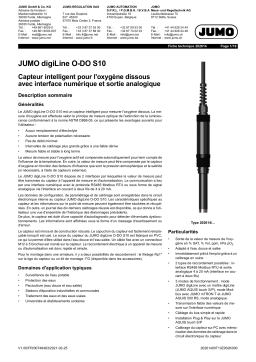 JUMO 202614 digiLine O-DO S10 − Intelligent Oxygen Sensor Fiche technique