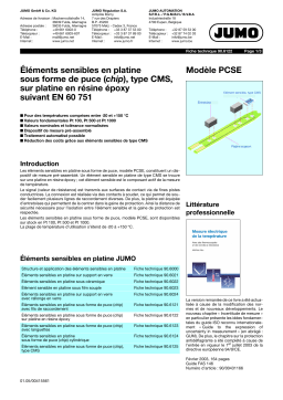 JUMO Platinum-Chip Sensors of SMD Design on Epoxy PCB According Fiche technique