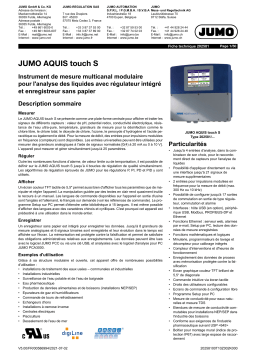 JUMO AQUIS touch S Modular Multichannel Measuring Device for Liquid Analysis Fiche technique