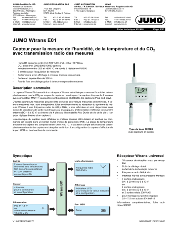 JUMO Wtrans E01 , and CO2 Fiche technique | Fixfr