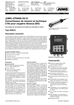 JUMO dTRANS O2 01 transmitter / controller for dissolved oxygen (DO) Fiche technique