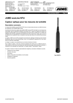 JUMO 202670 ecoLine NTU − Optical Sensor Fiche technique