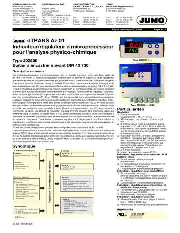 JUMO 202550 micro-processor indicator / controller Fiche technique | Fixfr