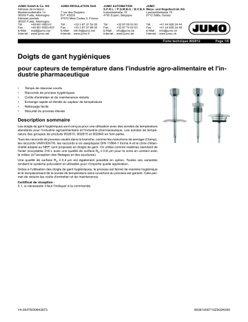 JUMO 902812 Hygienic Thermowell Fiche technique | Fixfr