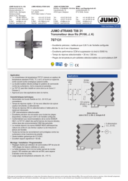 JUMO 707101/02/11/12/13/14/31/33/37 Temperature Transmitter Series 6 mm Fiche technique