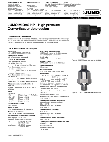 JUMO 401005 MIDAS HP Fiche technique | Fixfr