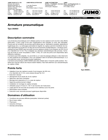 JUMO 202823 Pneumatic Retractable Fitting Fiche technique | Fixfr