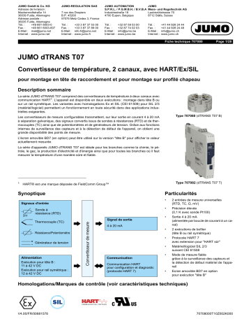 JUMO dTRANS T07 Transmitter Fiche technique | Fixfr