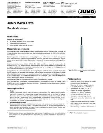 JUMO 404392 Level Probe Fiche technique | Fixfr