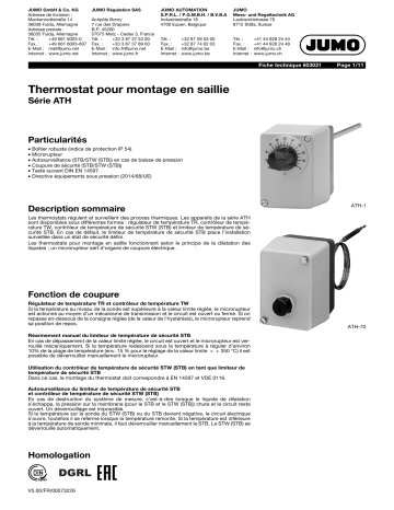 JUMO 603021 Surface-Mounted Single Thermostats, ATH Sery Fiche technique | Fixfr