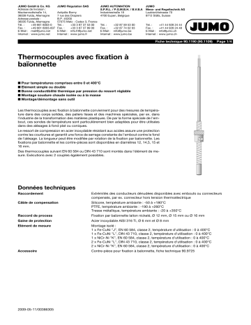 JUMO Push-in Thermocouple Fiche technique | Fixfr