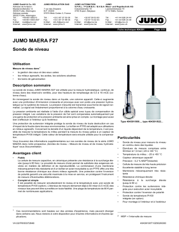 JUMO 404391 Level Probe Fiche technique | Fixfr