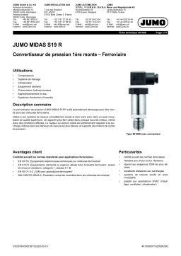 JUMO 401008 OEM Pressure Transmitter Railway Fiche technique