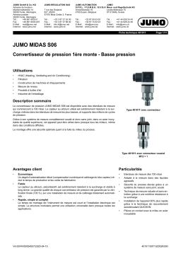 JUMO 401011 OEM Pressure Transmitter Fiche technique