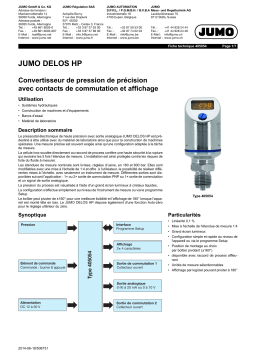 JUMO DELOS HP Precision Pressure Transmitter Fiche technique