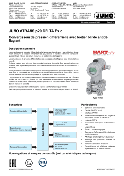 JUMO dTRANS p20 DELTA Ex d Differential Pressure Transmitter Fiche technique