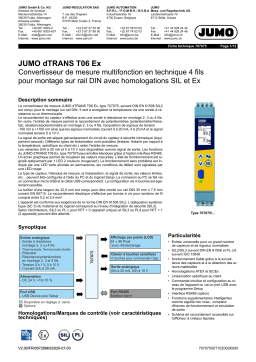 JUMO dTRANS T06 Ex Multifunctional Four-Wire Transmitter in Mounting Rail Case Fiche technique