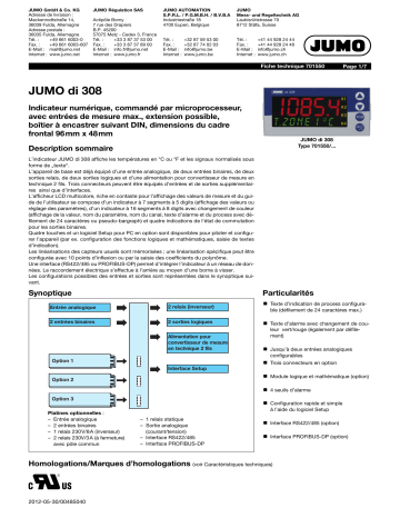 JUMO 701550 Digital Indicator Fiche technique | Fixfr