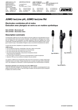 JUMO 201025 tecLine Redox single-rod electrode Fiche technique