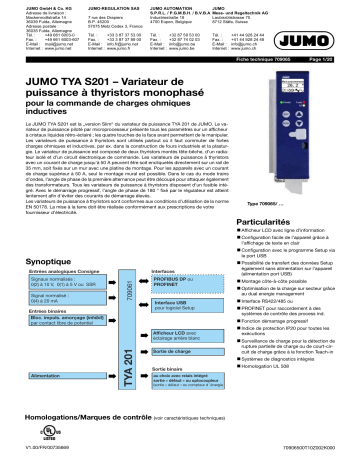 JUMO 709065 Single-Phase Thyristor Power Controller Fiche technique | Fixfr