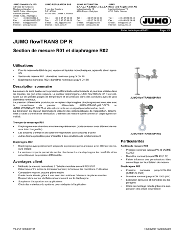 JUMO flowTRANS DP R01/R02 − Flow Measurement Fiche technique | Fixfr