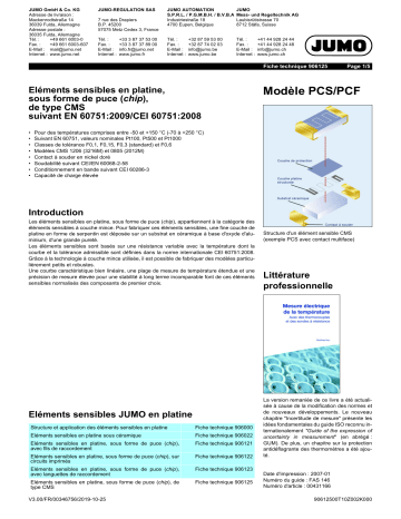 JUMO Platinum-Chip Sensors in SMD Design According Fiche technique | Fixfr