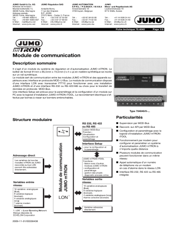 JUMO 704040 mTRON Communication module Fiche technique | Fixfr