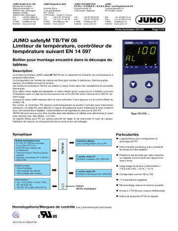 JUMO safetyM TB/TW08 Monitor According Fiche technique | Fixfr