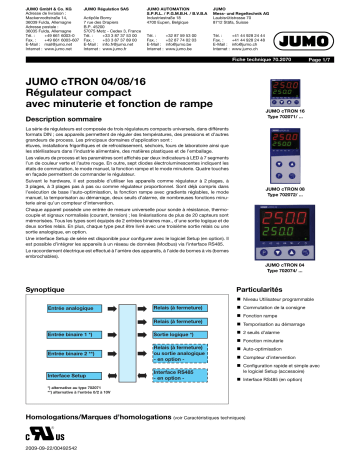 JUMO 702070 cTRON Compact controller Fiche technique | Fixfr