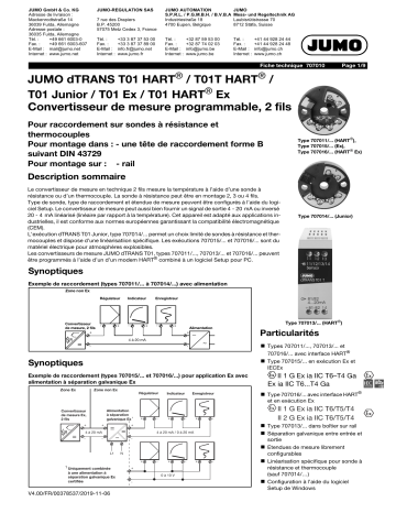 JUMO 707010 Two-Wire Transmitter Fiche technique | Fixfr