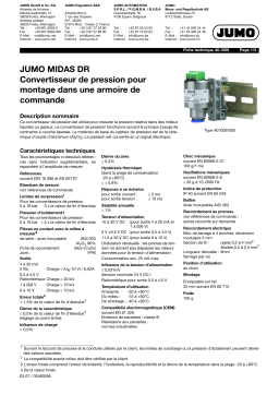 JUMO 401009 OEM Cabinet Pressure Transmitter Fiche technique