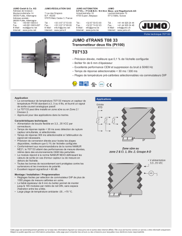 JUMO 707101/02/11/12/13/14/31/33/37 Temperature Transmitter Series 6 mm Fiche technique | Fixfr