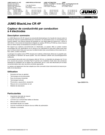 JUMO 202931 Conductive Four-Electrode Conductivity Sensor Fiche technique | Fixfr