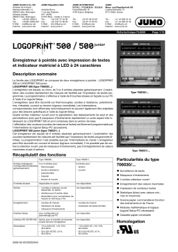 JUMO 706031 Printing recorder Fiche technique