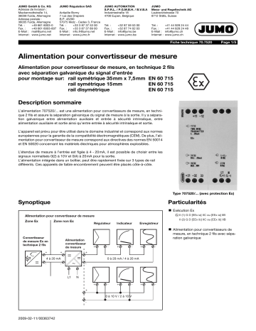 JUMO 707520 Supply unit Fiche technique | Fixfr