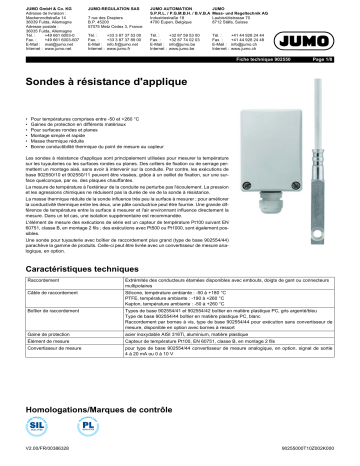 902550 | JUMO Surface RTD Probe Fiche technique | Fixfr