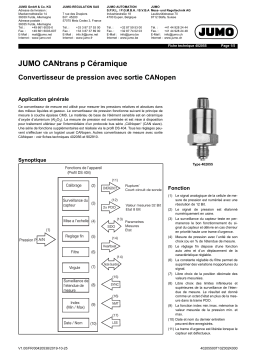 JUMO CANtrans p Ceramic Pressure Transmitter Fiche technique