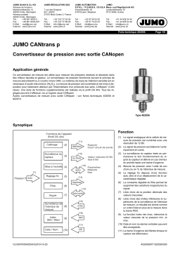 JUMO CANtrans p Pressure Transmitter Fiche technique