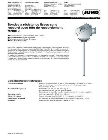 JUMO Push-in RTD Probe Fiche technique | Fixfr