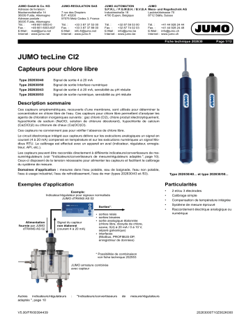 JUMO 202630 tecLine Cl2, Sensor Fiche technique | Fixfr