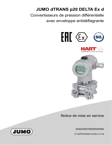 JUMO dTRANS p20 DELTA Ex d Differential Pressure Transmitter Mode d'emploi | Fixfr