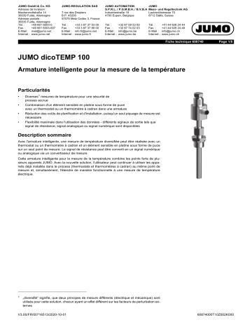 JUMO dicoTEMP 100 Measurement Fiche technique | Fixfr