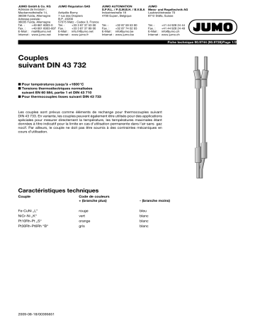 JUMO Thermopairs According Fiche technique | Fixfr