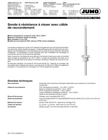 JUMO Screw-In RTD Probe Fiche technique | Fixfr