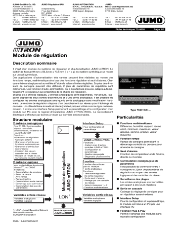 JUMO 704010 mTRON Controller module Fiche technique | Fixfr