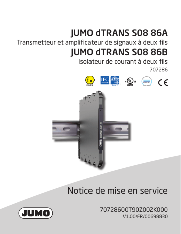 JUMO 707203/04/05/08/09/17/18/85/86 Signal and Isolating Converter Series 6 mm Mode d'emploi | Fixfr