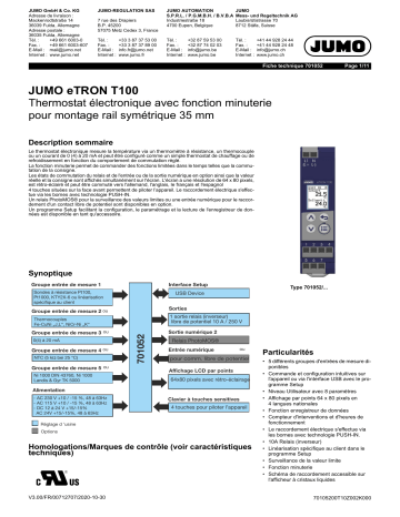 JUMO 701052 Electronic Thermostat Fiche technique | Fixfr