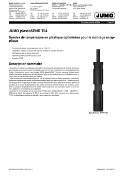 JUMO 904004 Surface-Optimized Plastic Temperature Probe Fiche technique